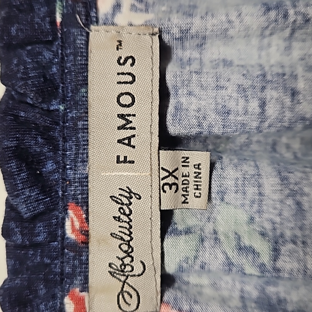 Absolutely Famous Peasant Blouse Blue Floral Long Sleeve Bohemian - Picture 6 of 8